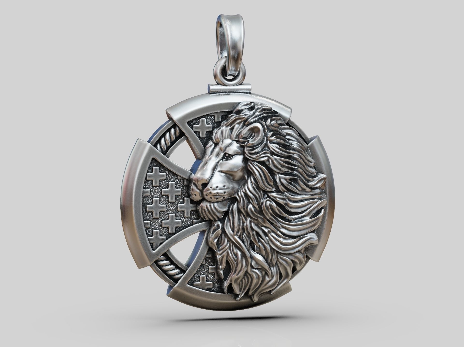 Cross Lion pendant 3D print model_2