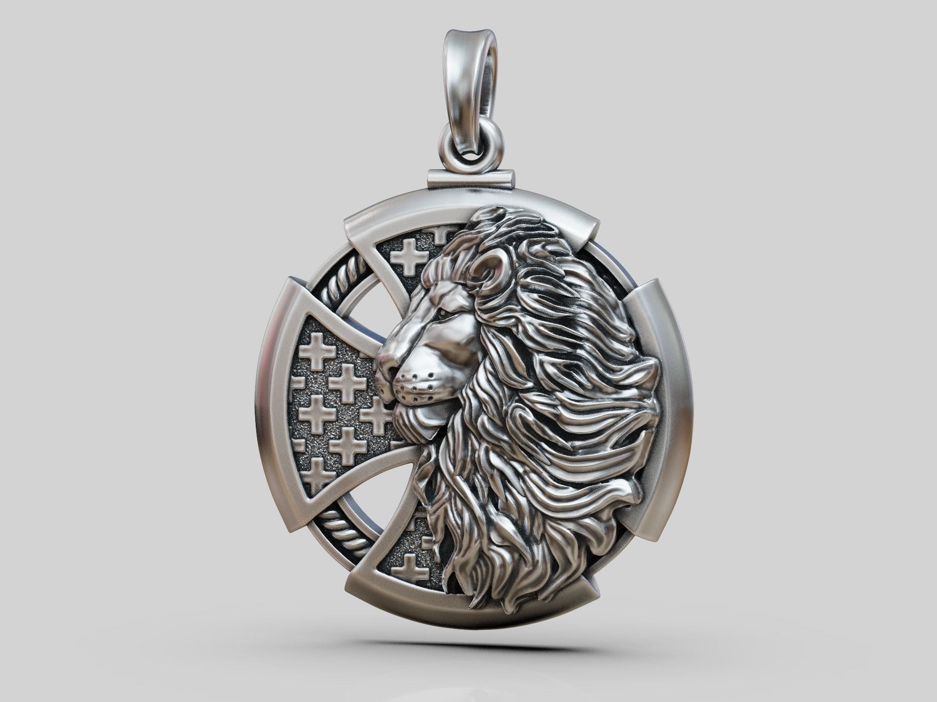 Cross Lion pendant 3D print model_4