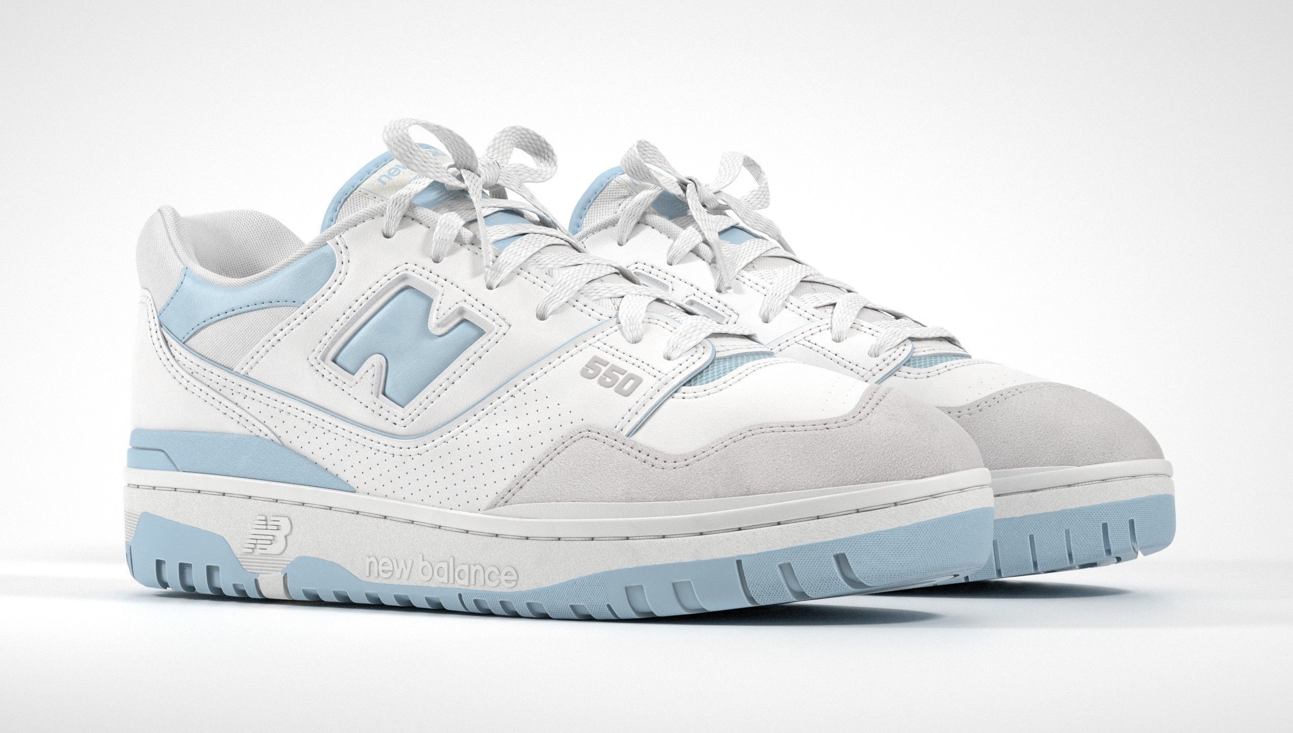 New Balance 550 Blue Suede Shoe 3D model_12