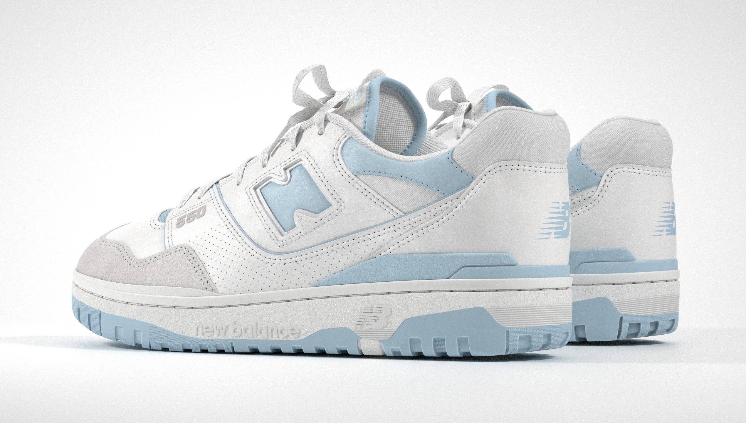 New Balance 550 Blue Suede Shoe 3D model_22