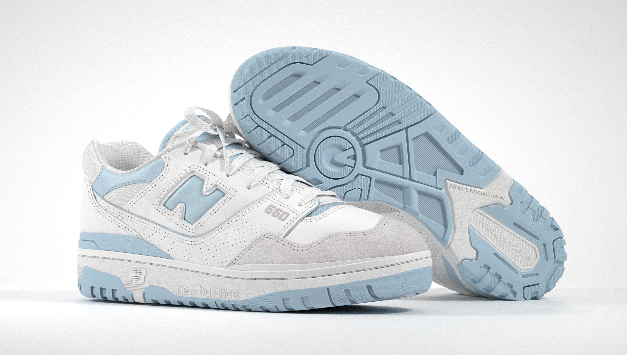 New Balance 550 Blue Suede Shoe 3D model_25