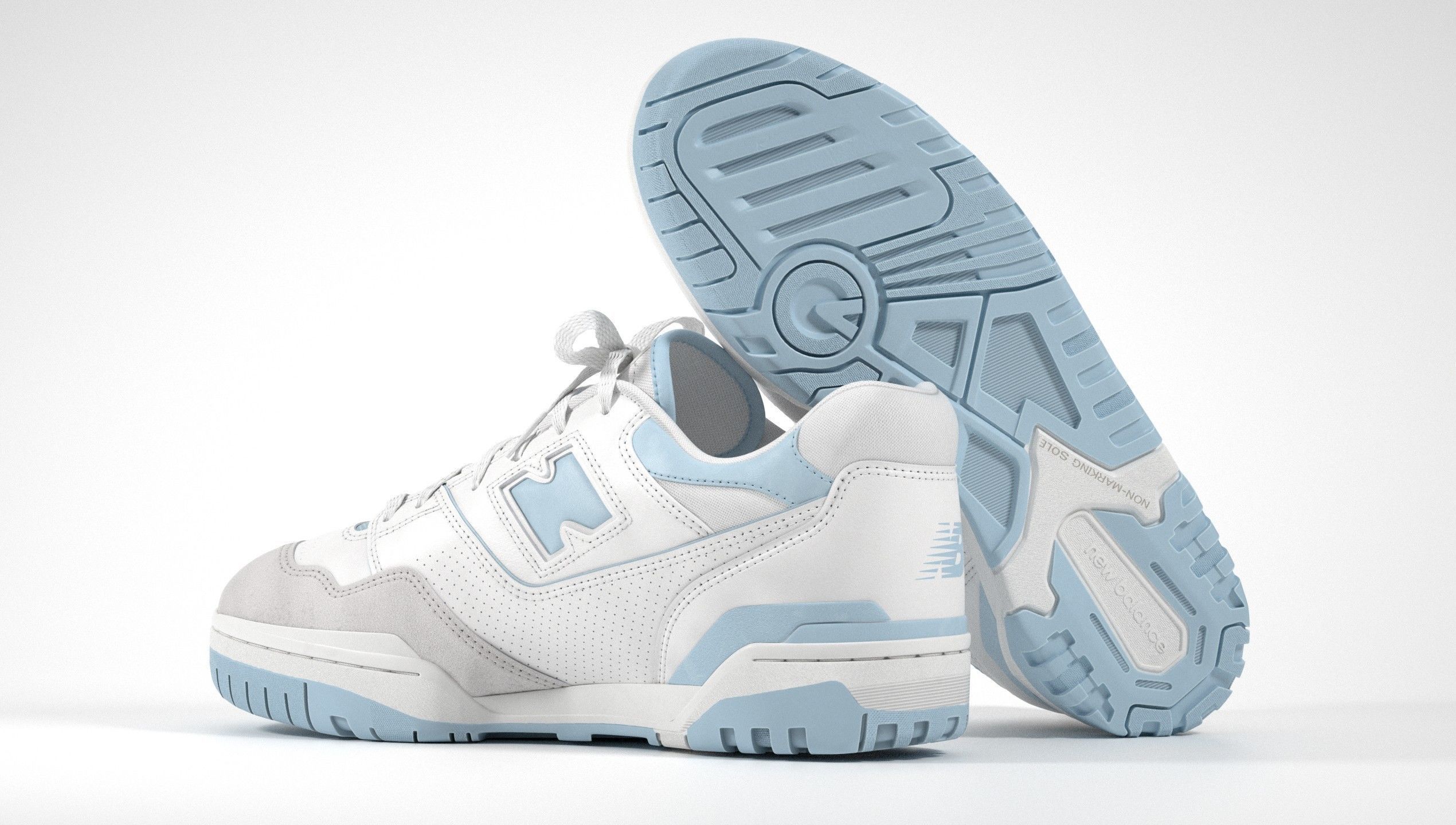 New Balance 550 Blue Suede Shoe 3D model_4