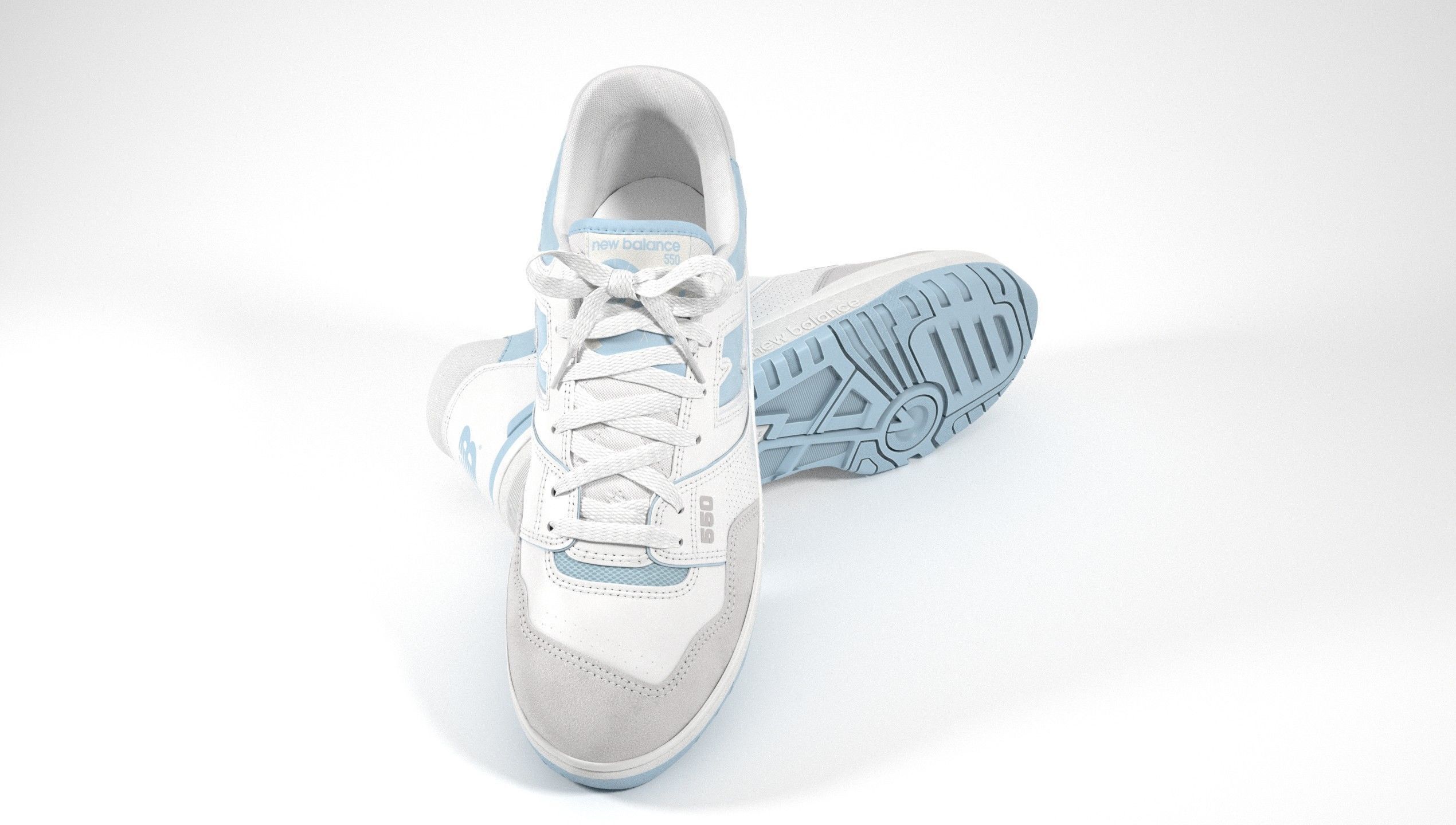 New Balance 550 Blue Suede Shoe 3D model_23