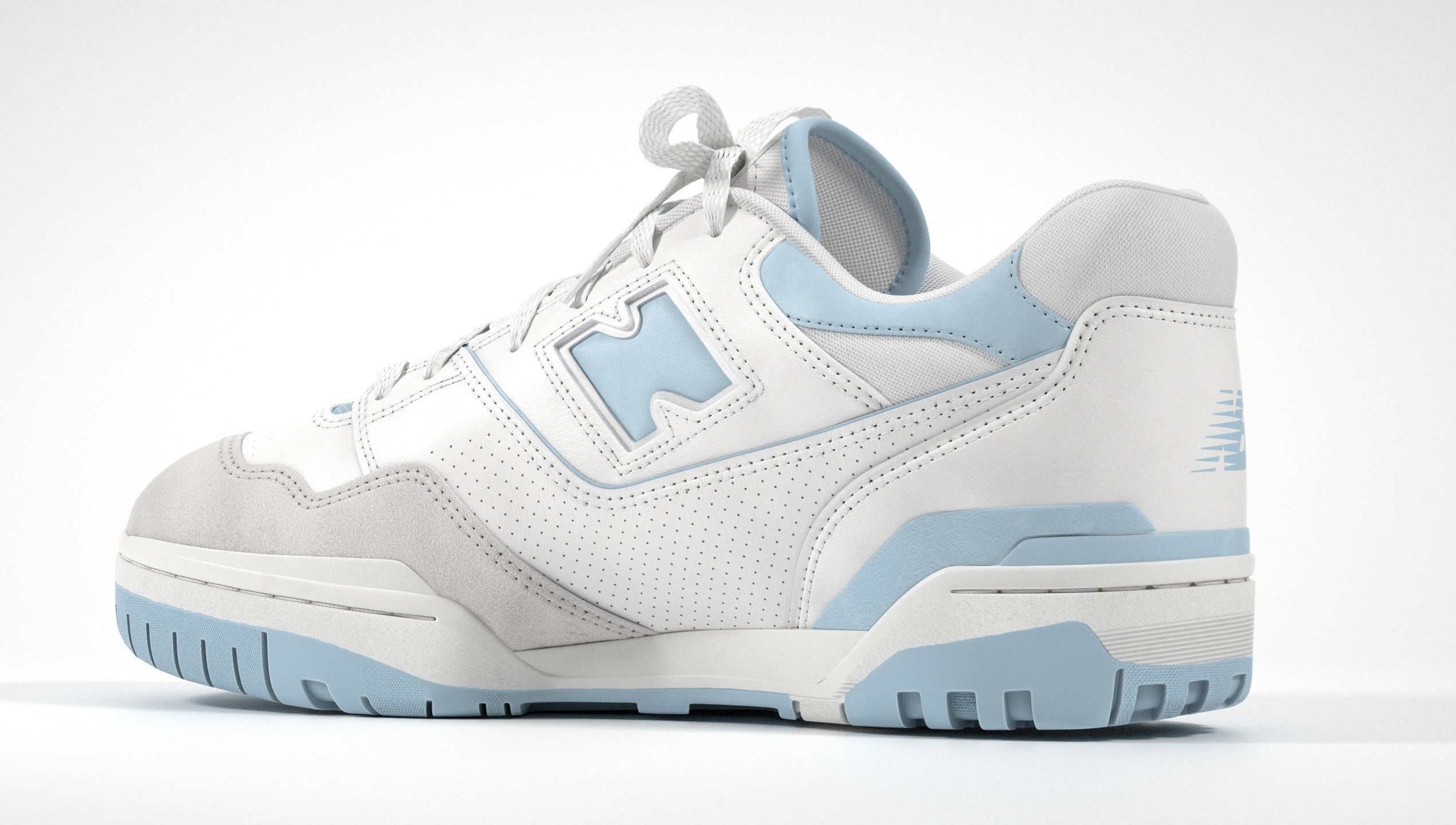 New Balance 550 Blue Suede Shoe 3D model_16