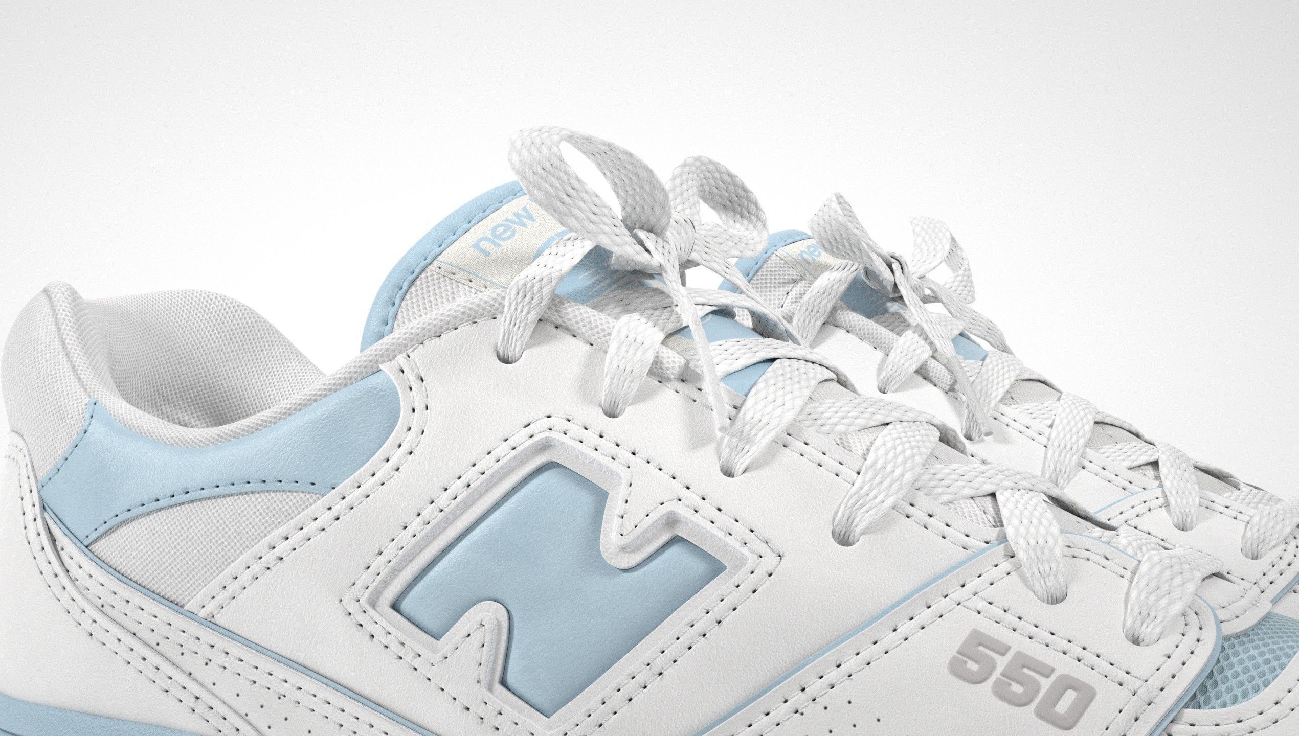 New Balance 550 Blue Suede Shoe 3D model_19