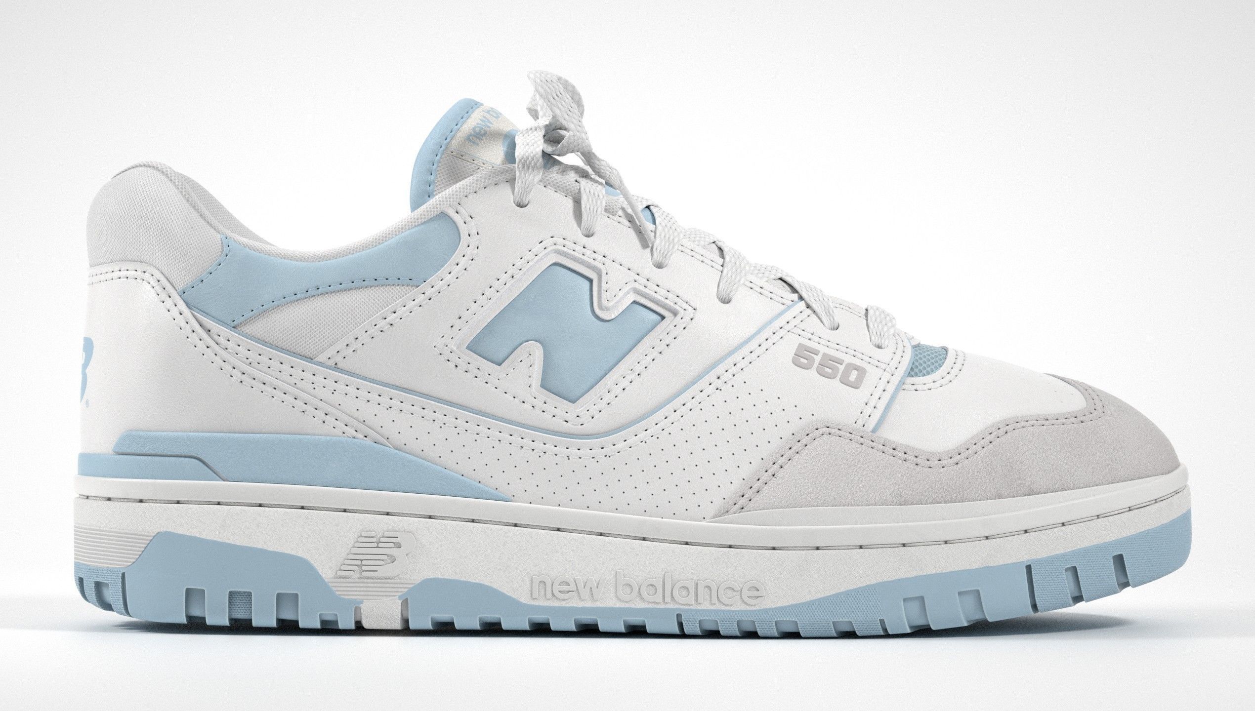 New Balance 550 Blue Suede Shoe 3D model_17
