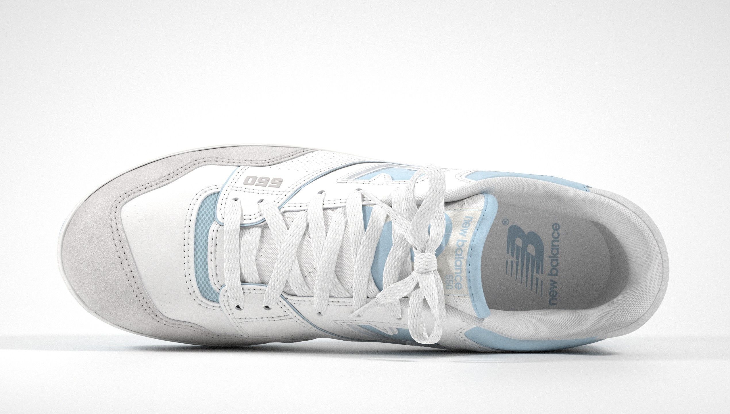 New Balance 550 Blue Suede Shoe 3D model_9