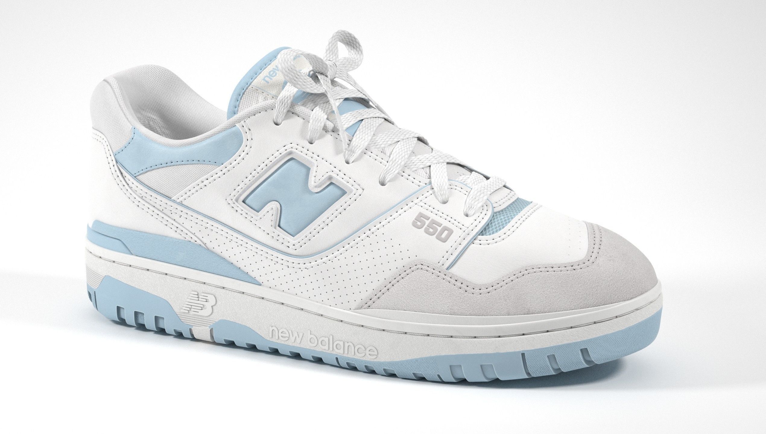 New Balance 550 Blue Suede Shoe 3D model_13