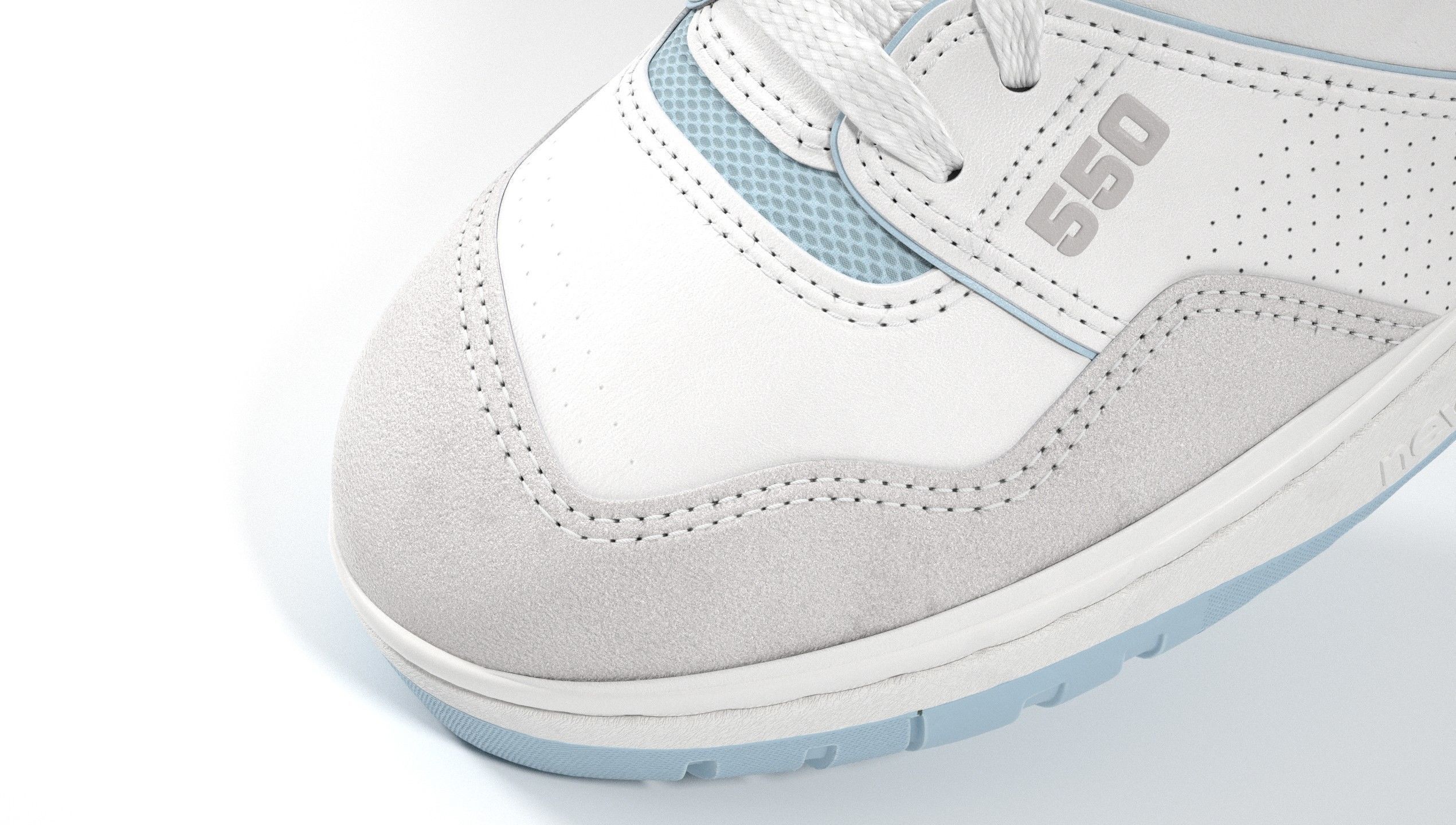 New Balance 550 Blue Suede Shoe 3D model_8