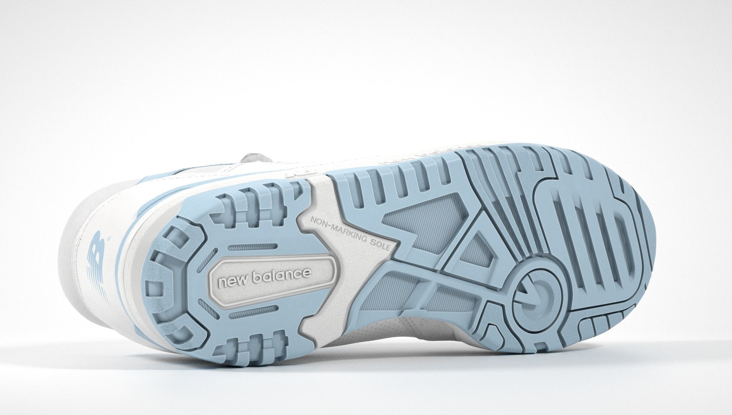 New Balance 550 Blue Suede Shoe 3D model_6