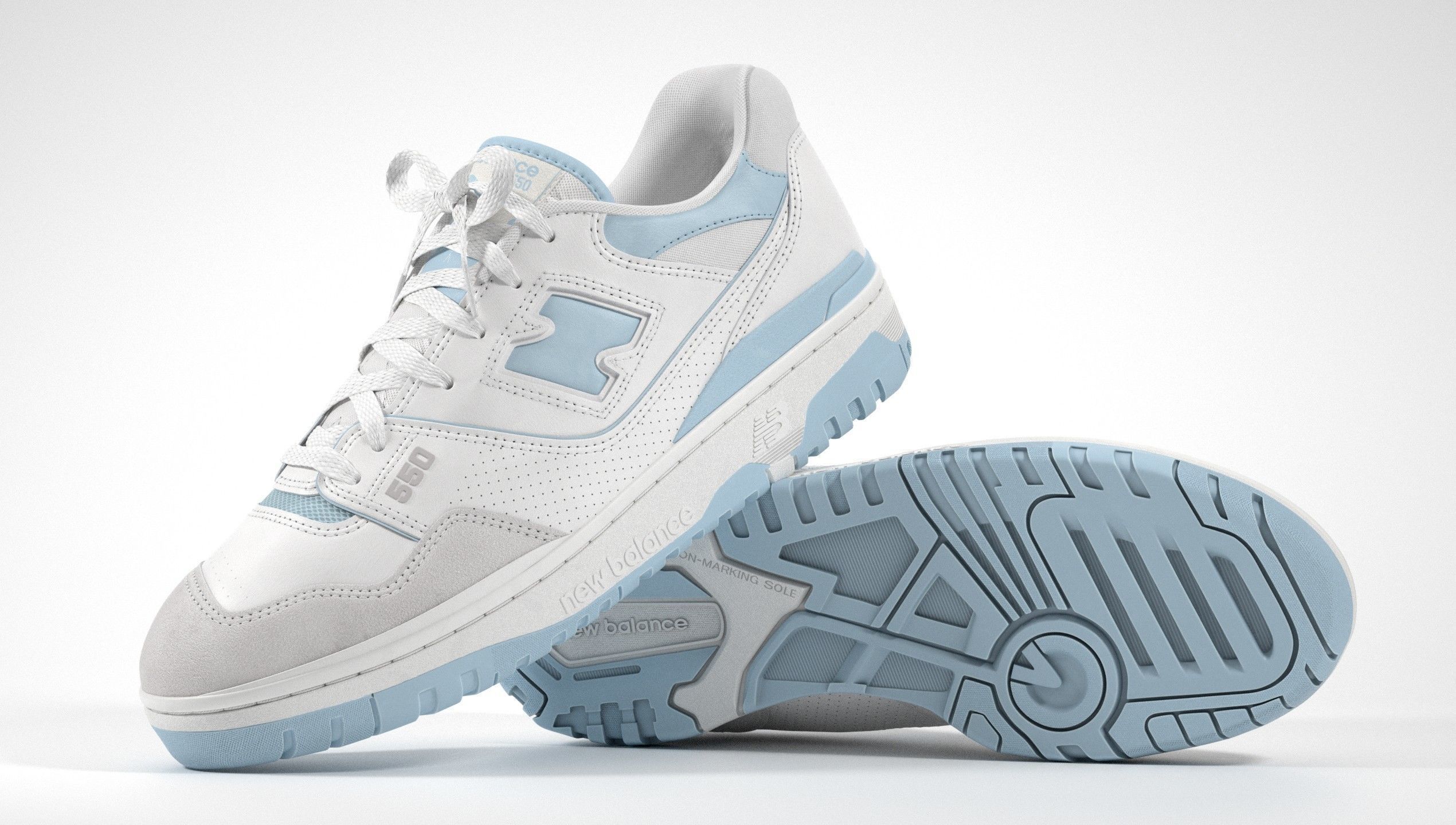 New Balance 550 Blue Suede Shoe 3D model_24
