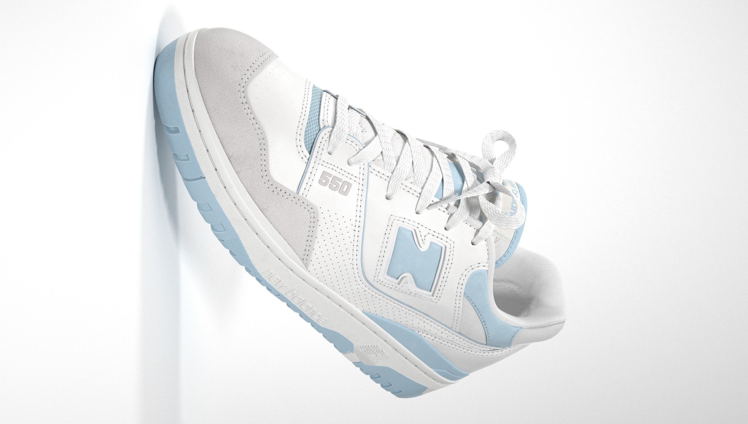 New Balance 550 Blue Suede Shoe 3D model_15
