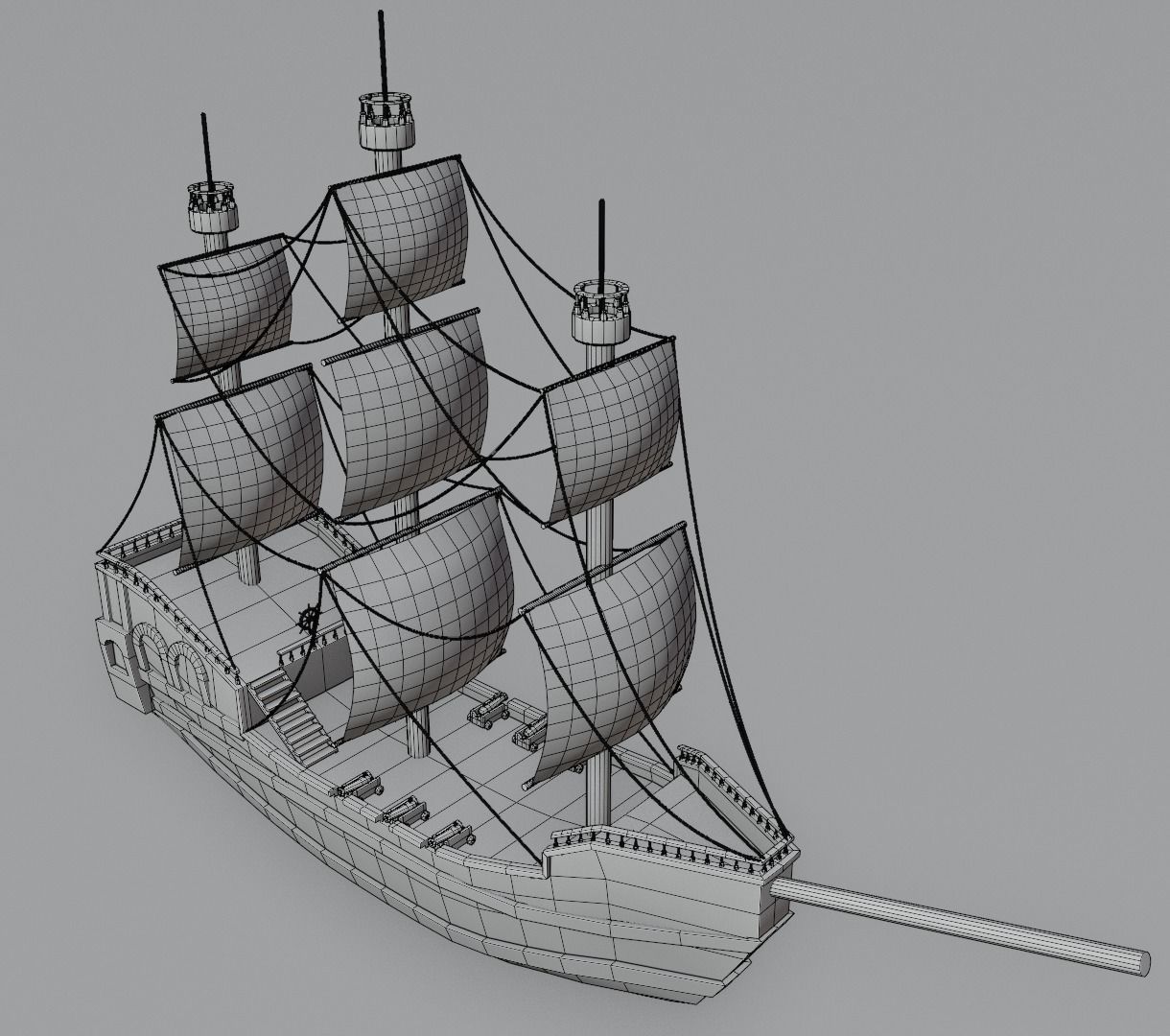 Stylized water ship 3D model for game 3D model_10