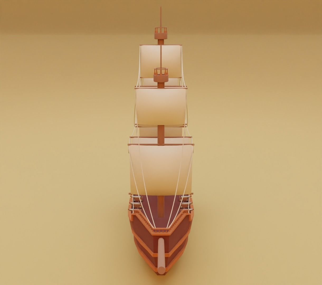 Stylized water ship 3D model for game 3D model_1