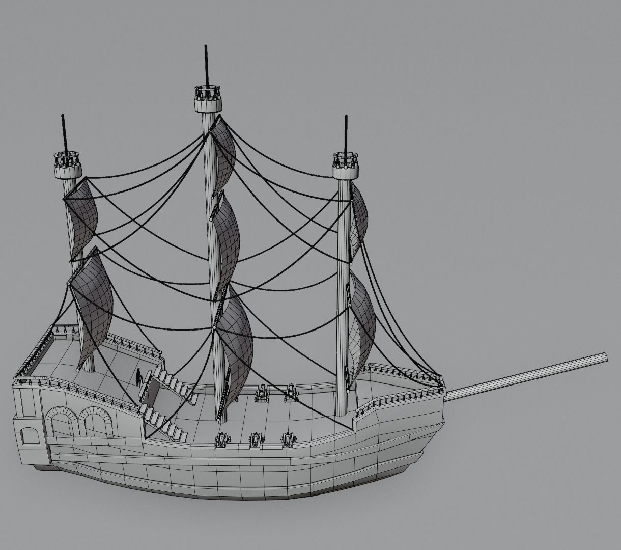 Stylized water ship 3D model for game 3D model_13