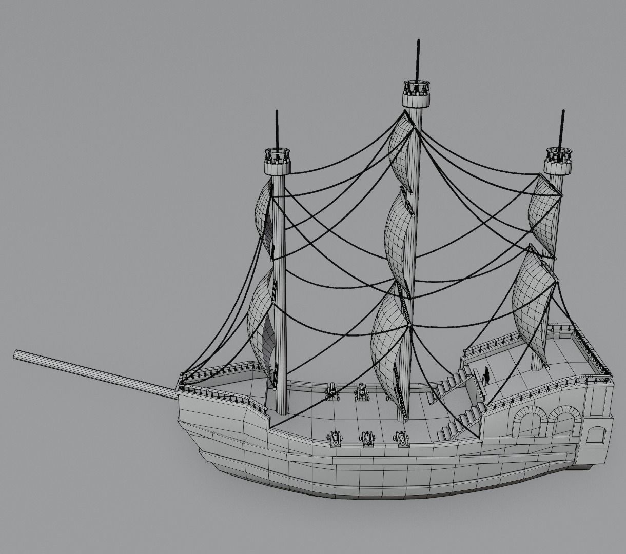 Stylized water ship 3D model for game 3D model_12
