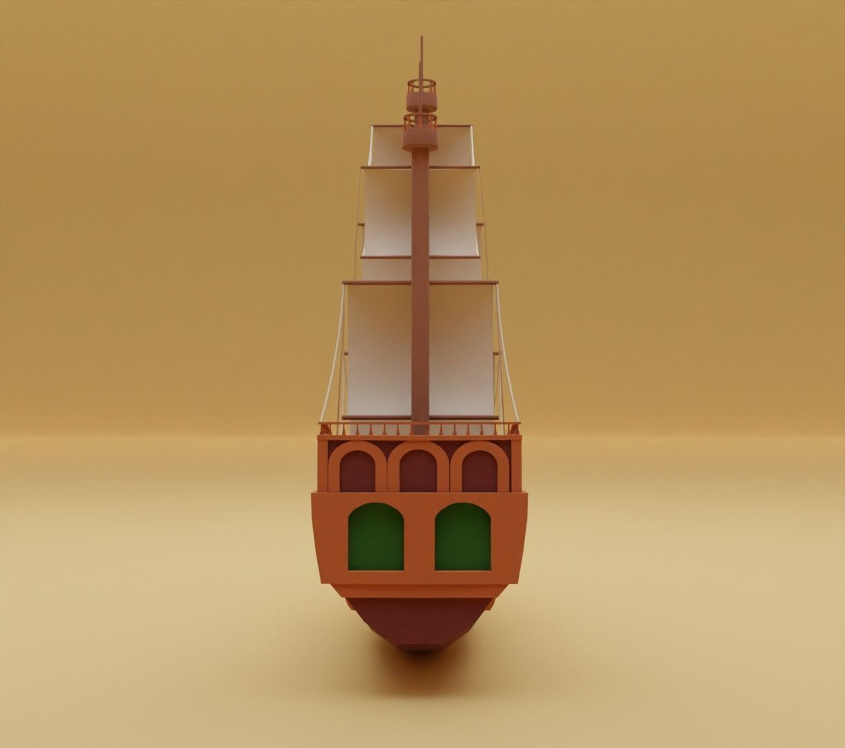 Stylized water ship 3D model for game 3D model_5