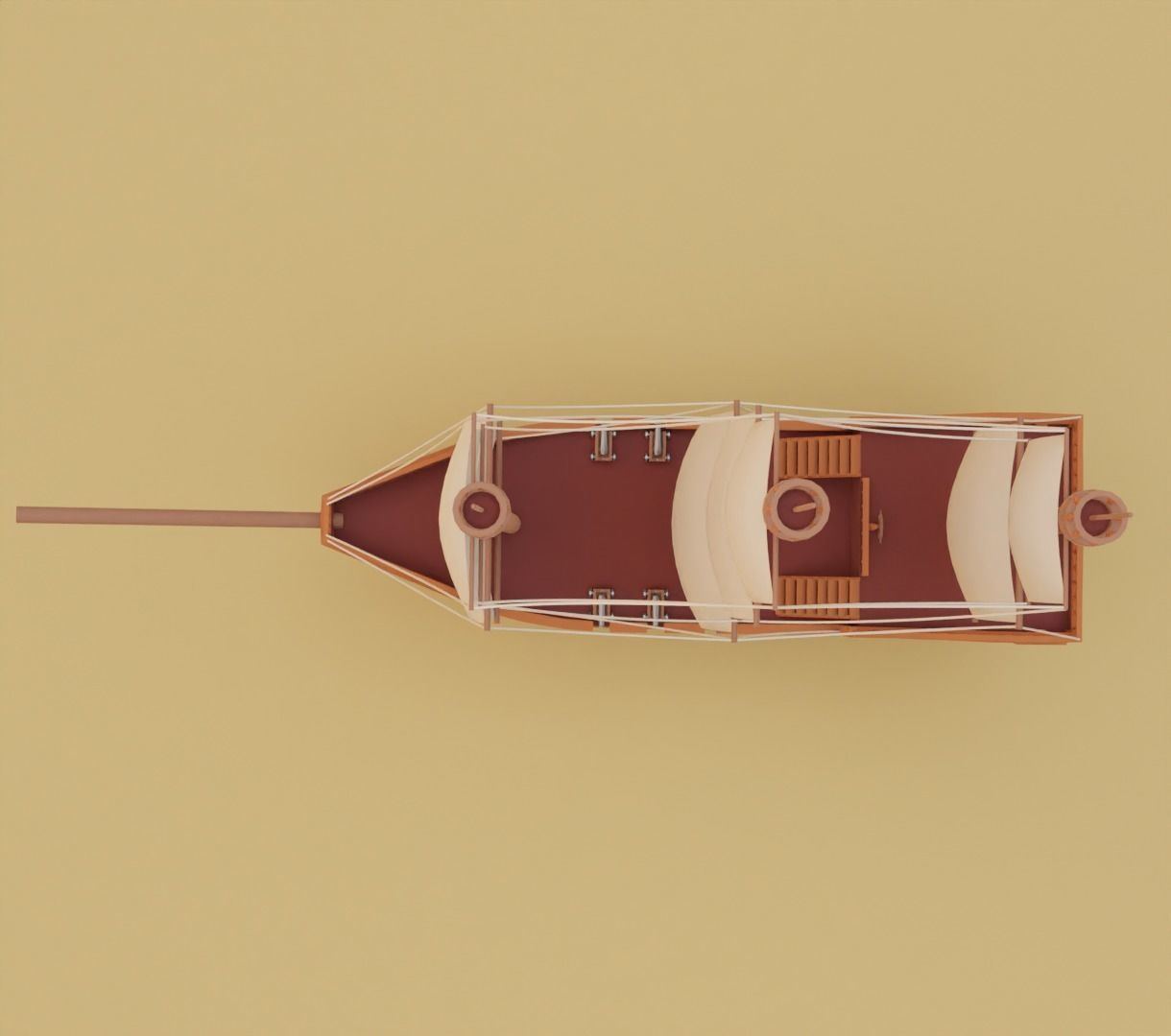 Stylized water ship 3D model for game 3D model_2