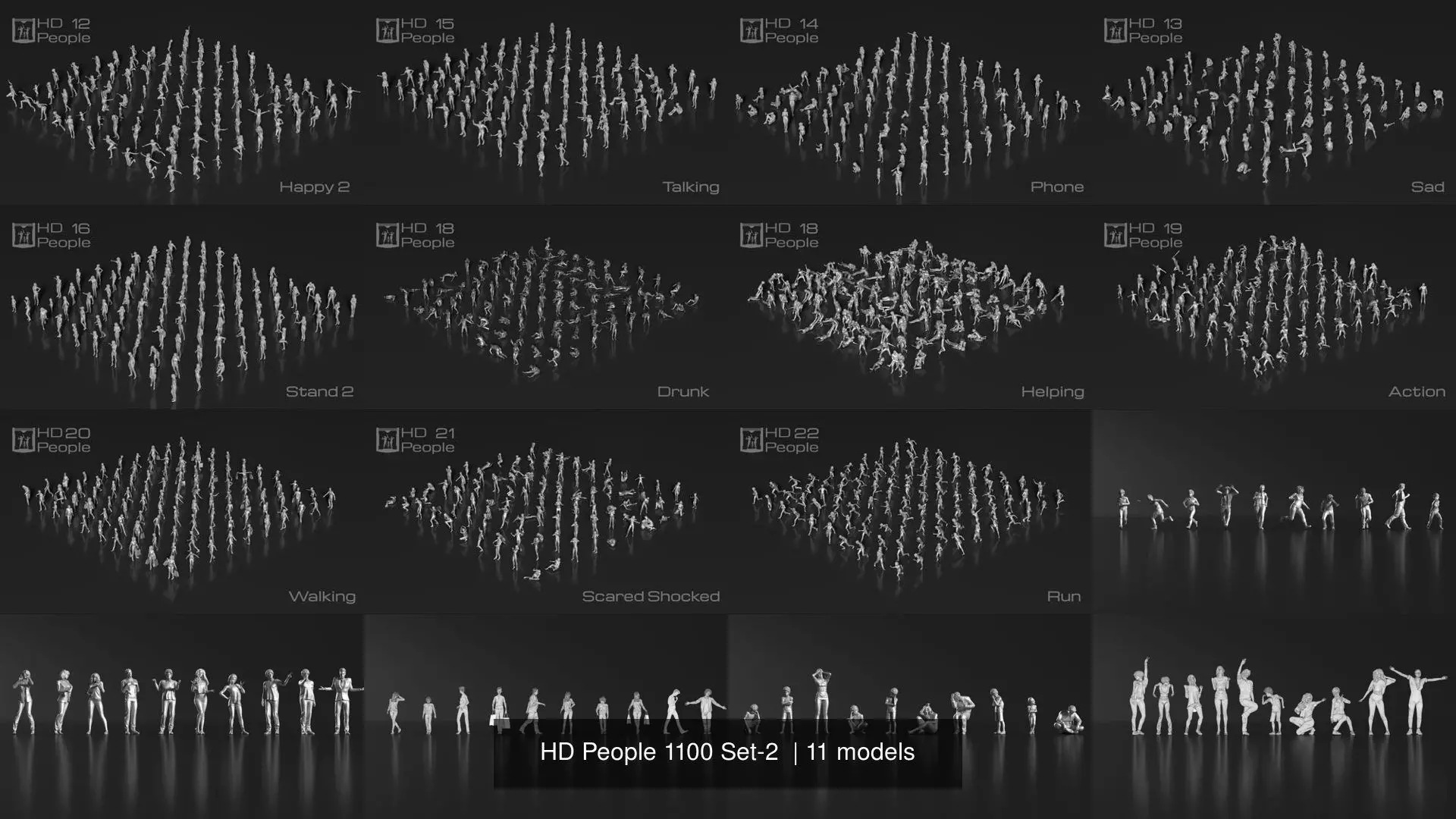 HD People 1100 Set-2  3D Model Collection_0