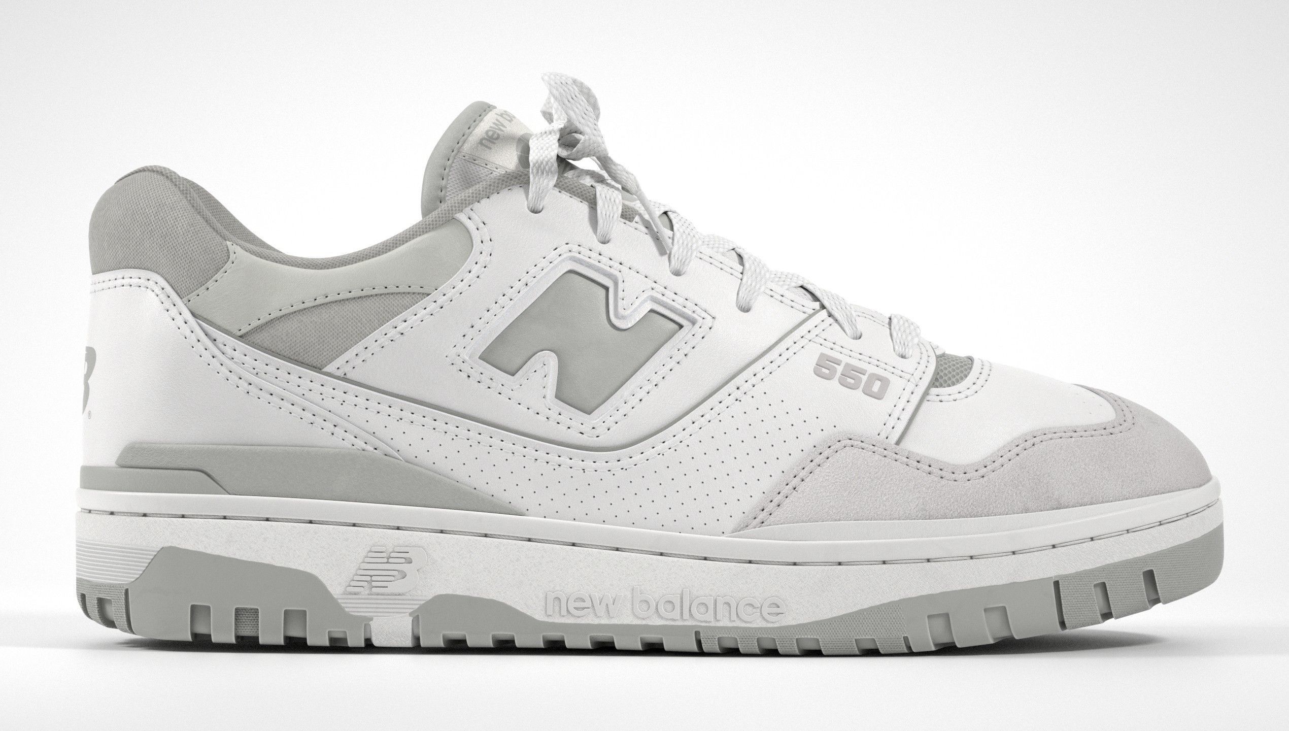 New Balance 550 Grey Suede Shoe 3D model_24