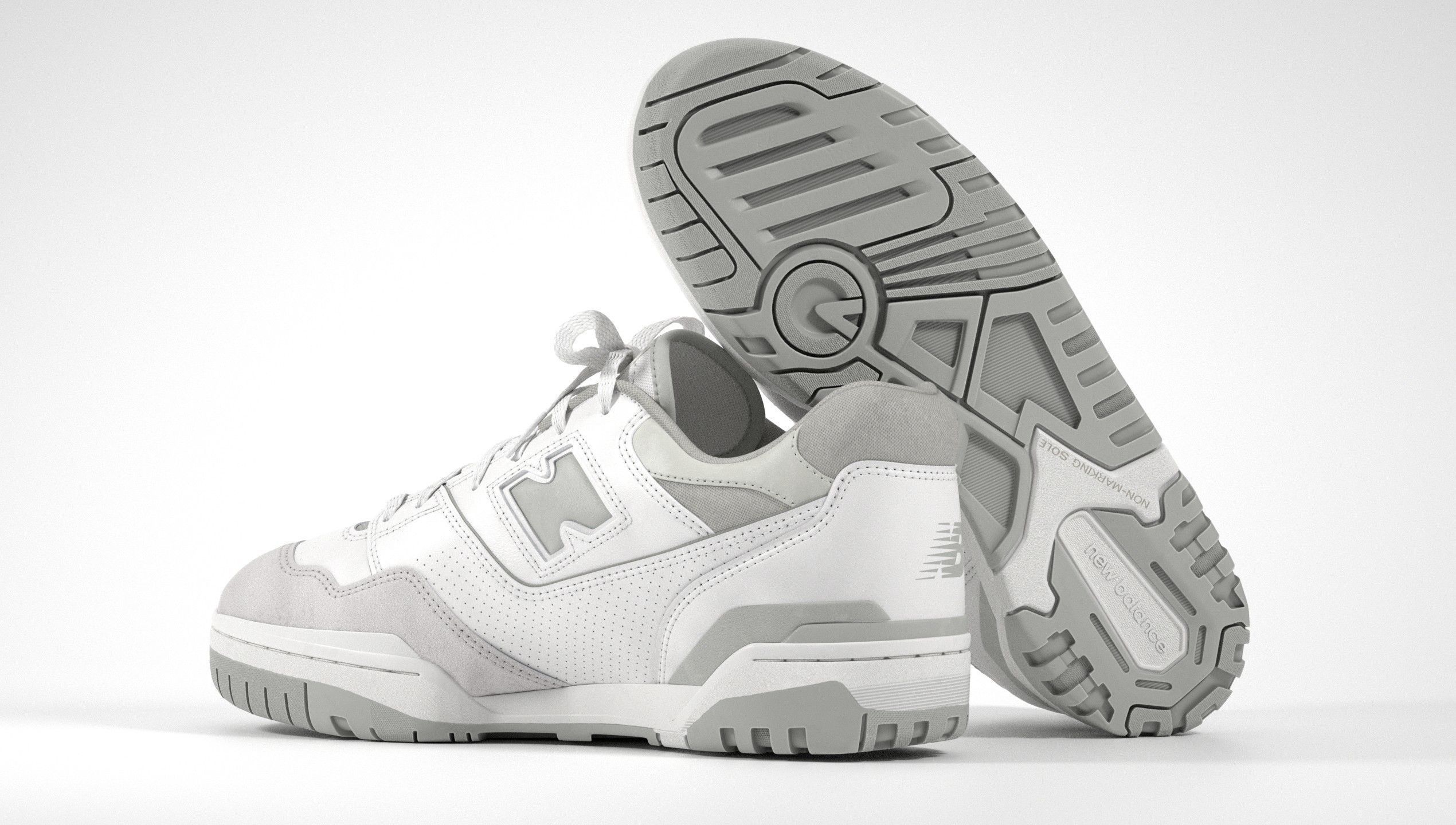 New Balance 550 Grey Suede Shoe 3D model_21