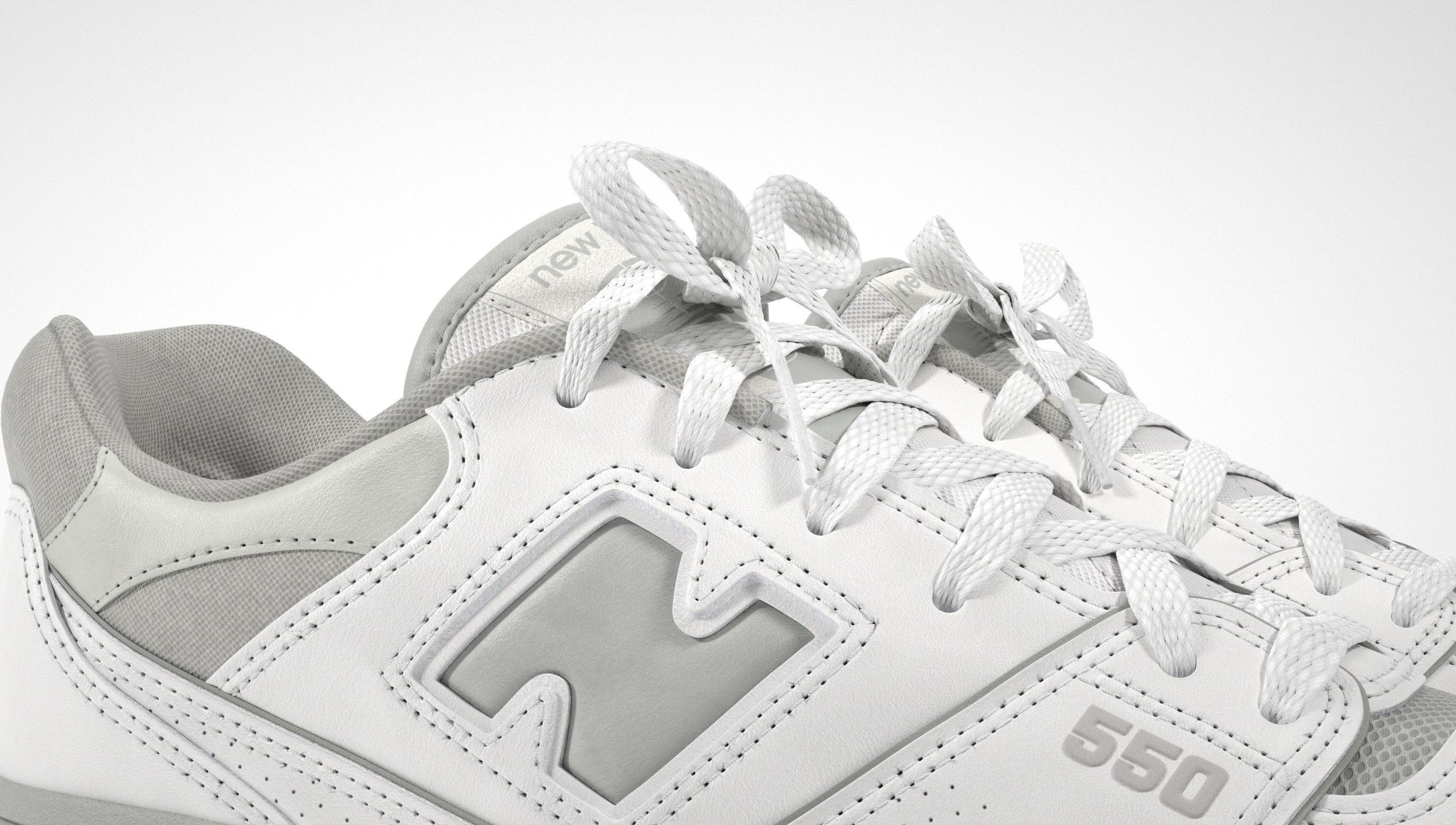 New Balance 550 Grey Suede Shoe 3D model_25