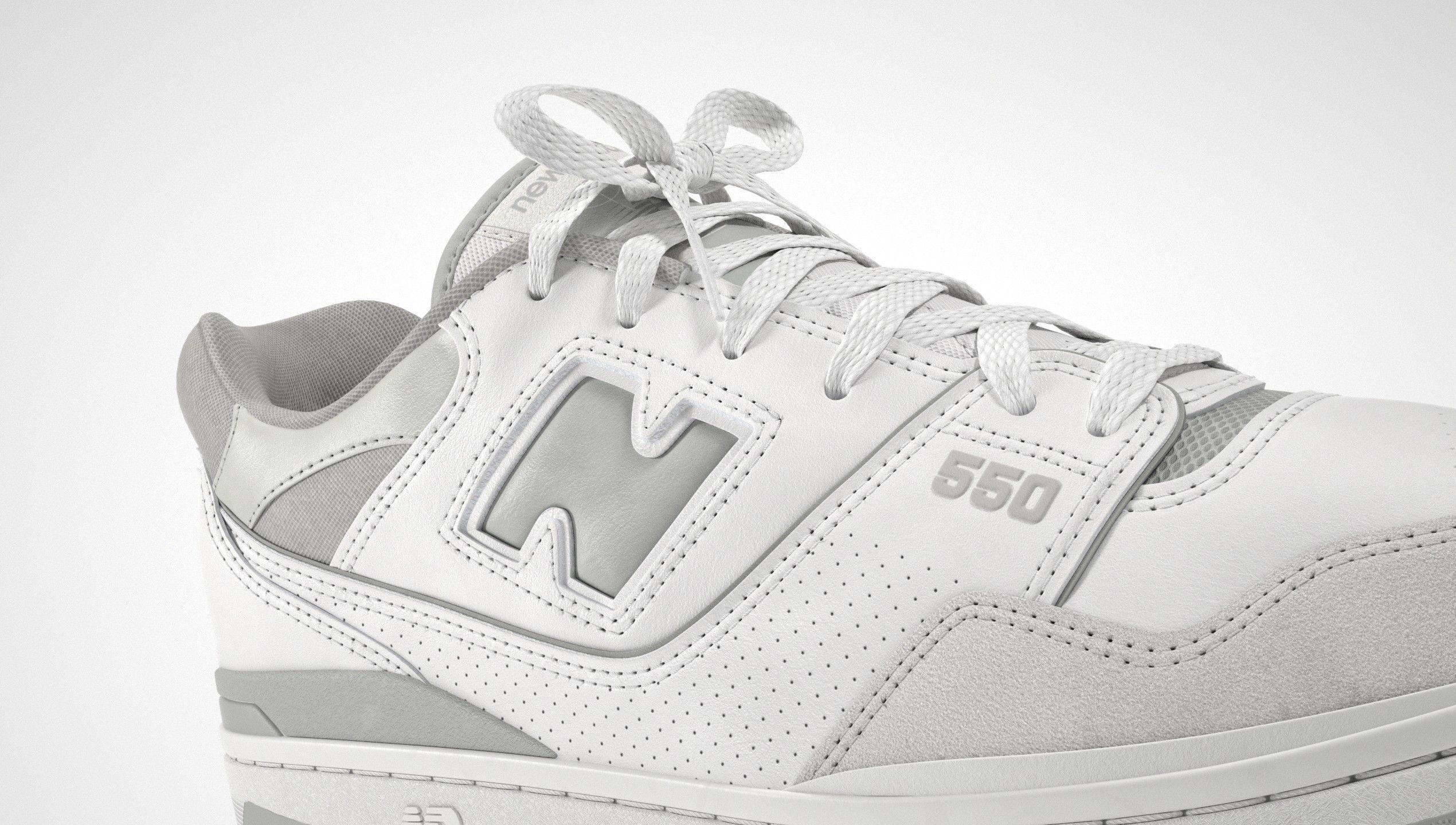New Balance 550 Grey Suede Shoe 3D model_29