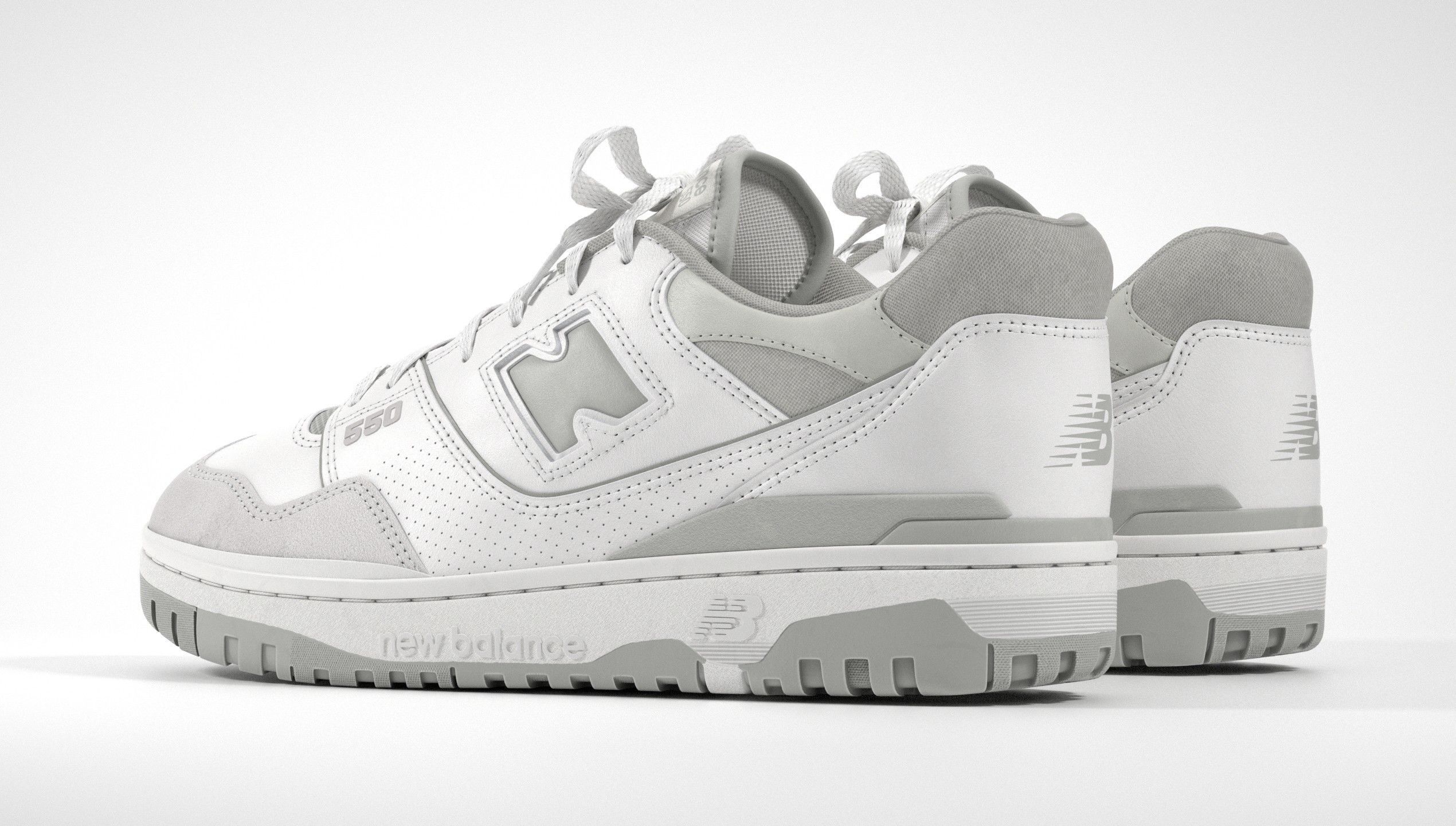 New Balance 550 Grey Suede Shoe 3D model_22