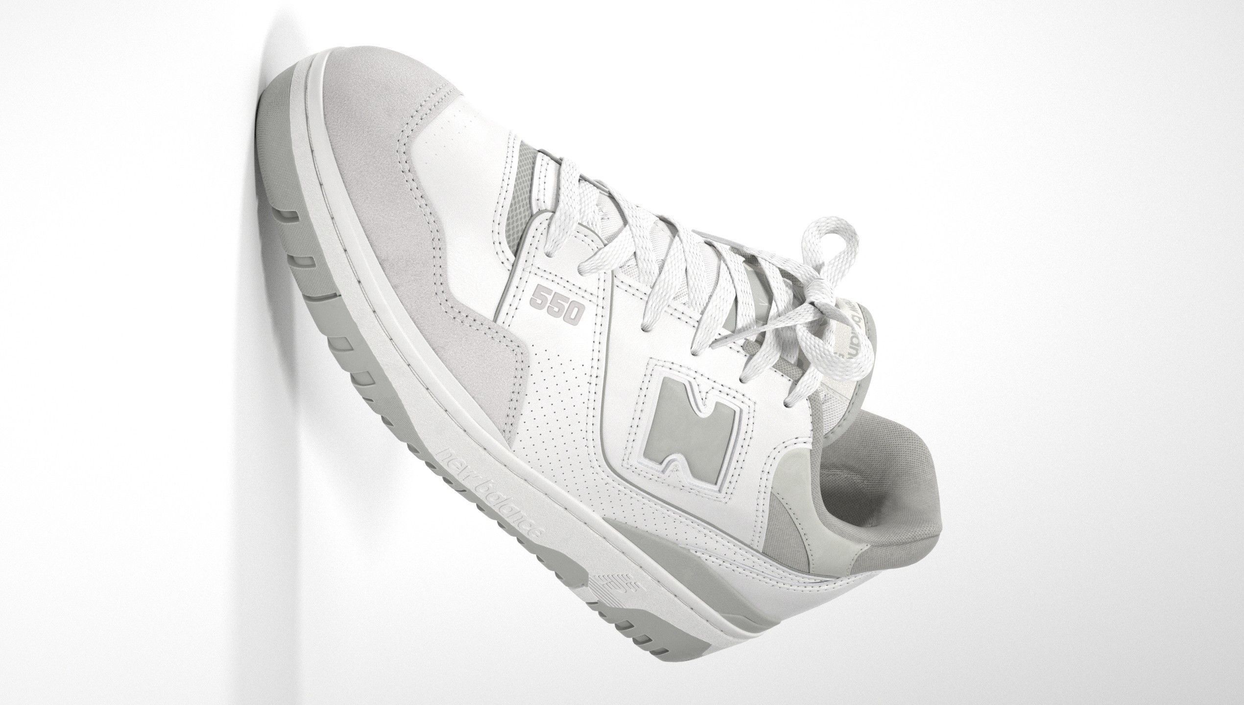 New Balance 550 Grey Suede Shoe 3D model_30