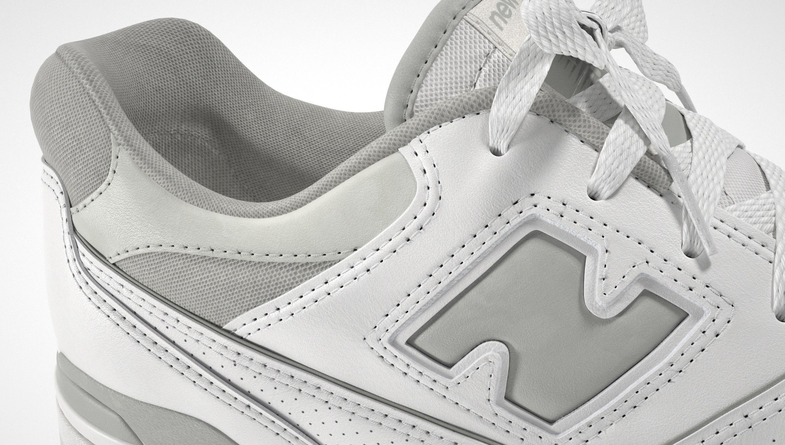 New Balance 550 Grey Suede Shoe 3D model_2