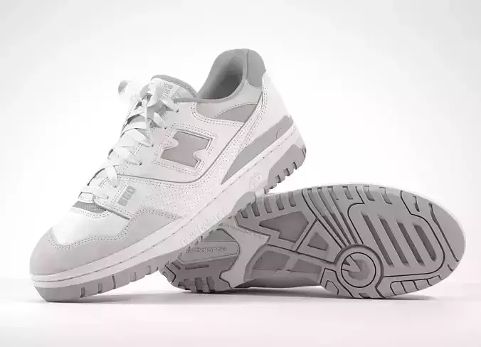 New Balance 550 Grey Suede Shoe 3D model