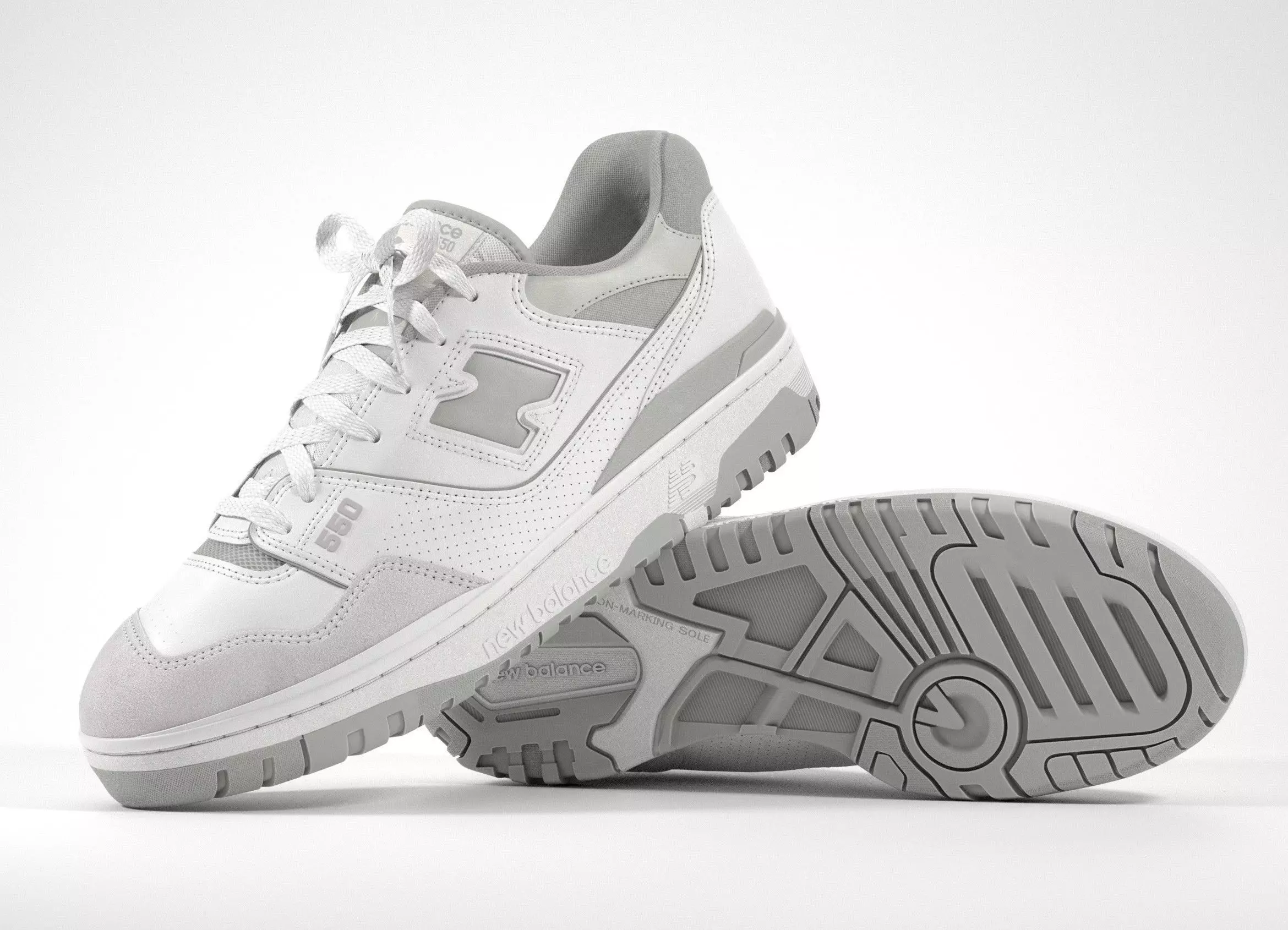 New Balance 550 Grey Suede Shoe 3D model_0