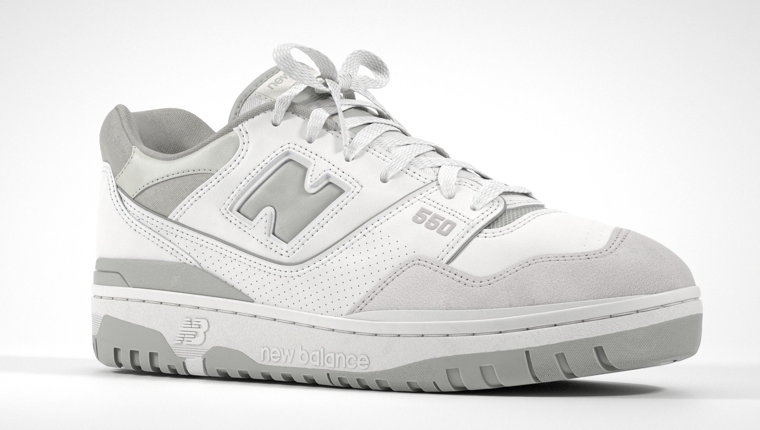 New Balance 550 Grey Suede Shoe 3D model_4