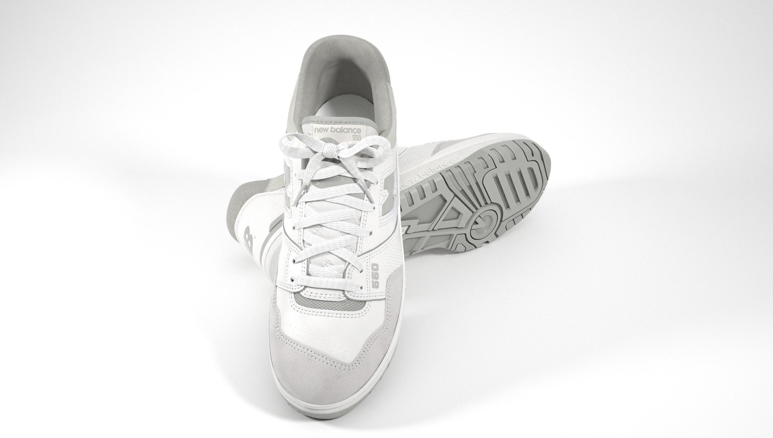 New Balance 550 Grey Suede Shoe 3D model_18