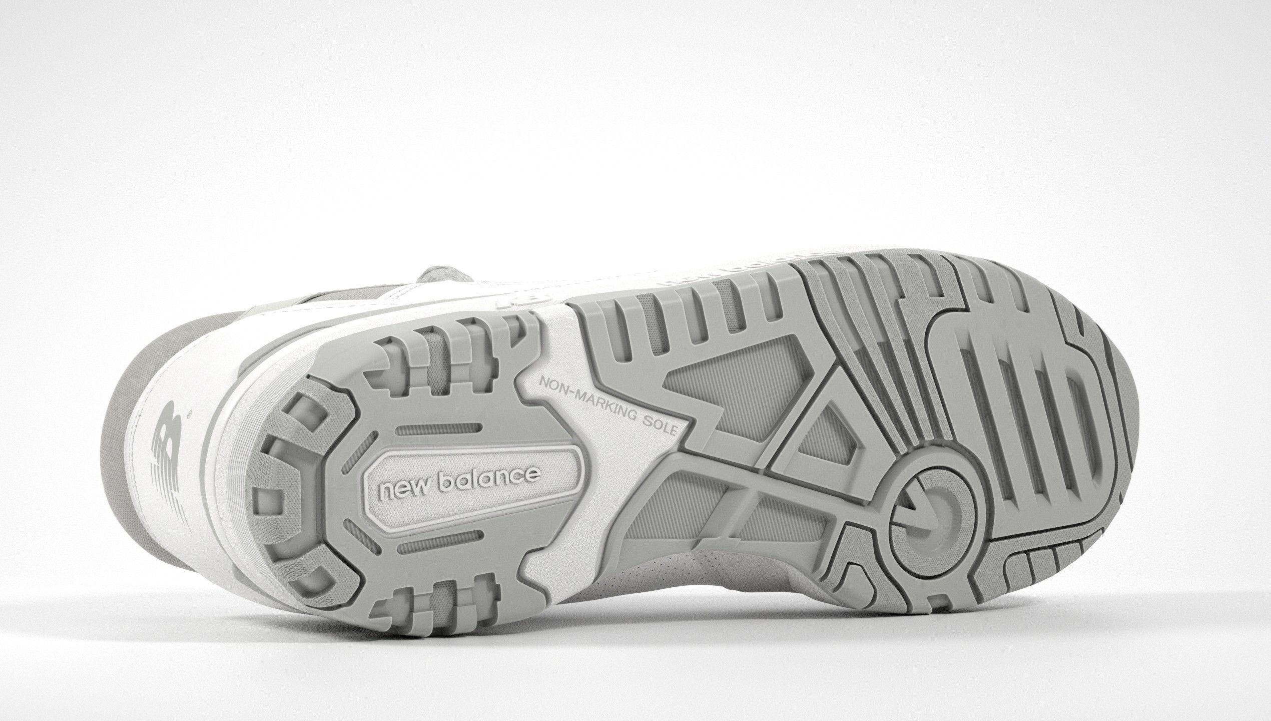 New Balance 550 Grey Suede Shoe 3D model_6