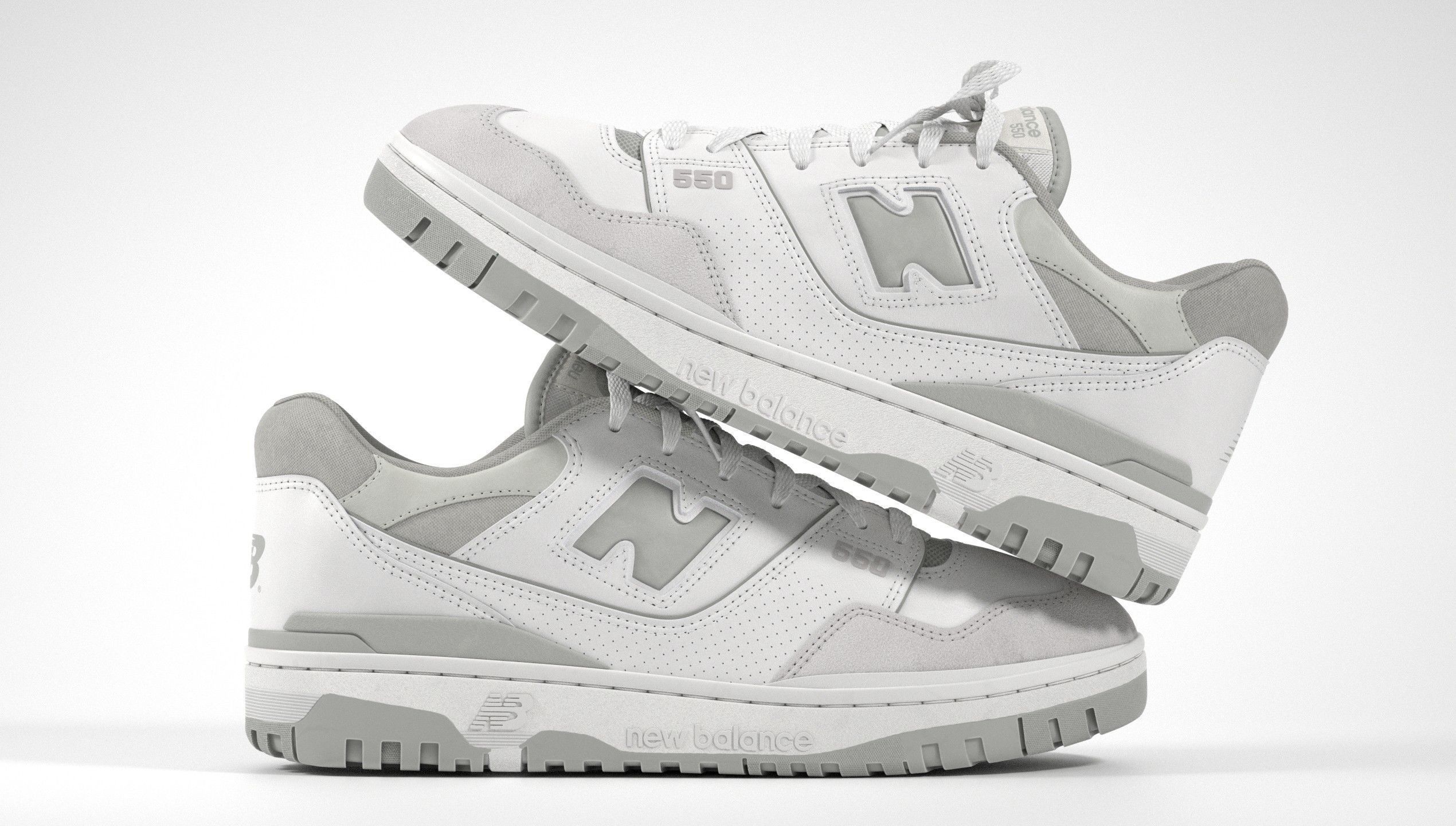 New Balance 550 Grey Suede Shoe 3D model_14