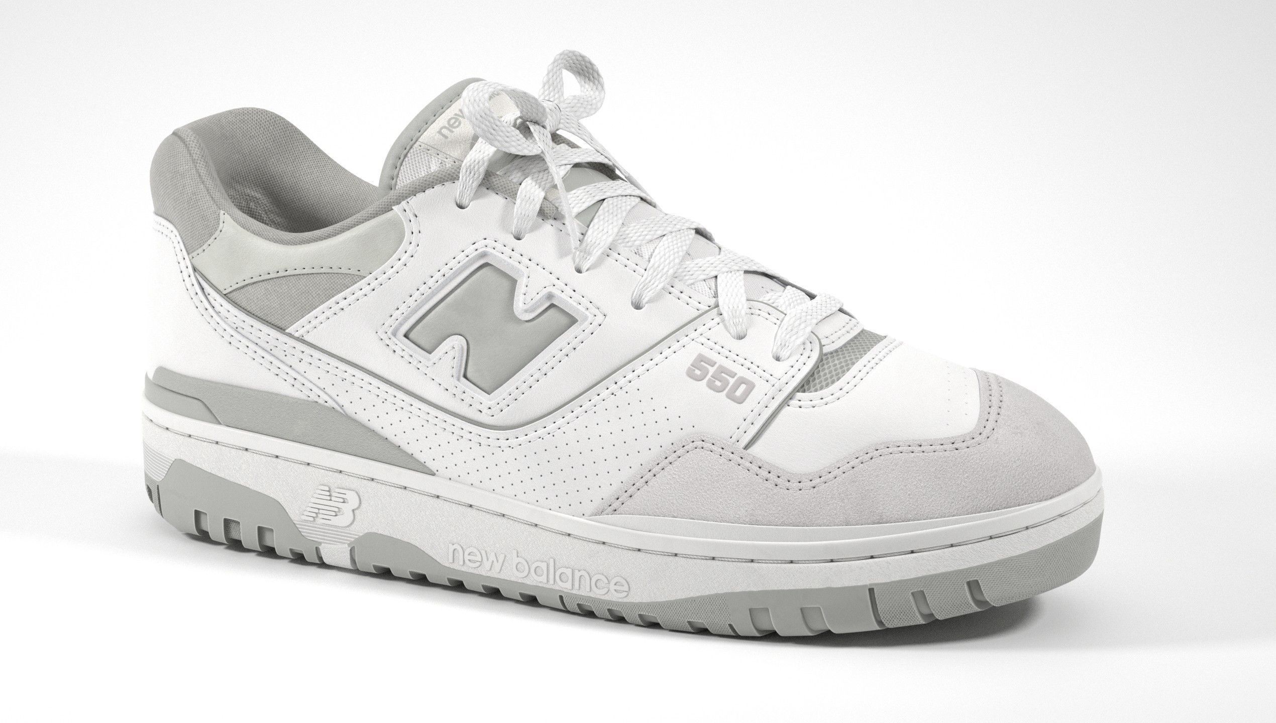 New Balance 550 Grey Suede Shoe 3D model_17