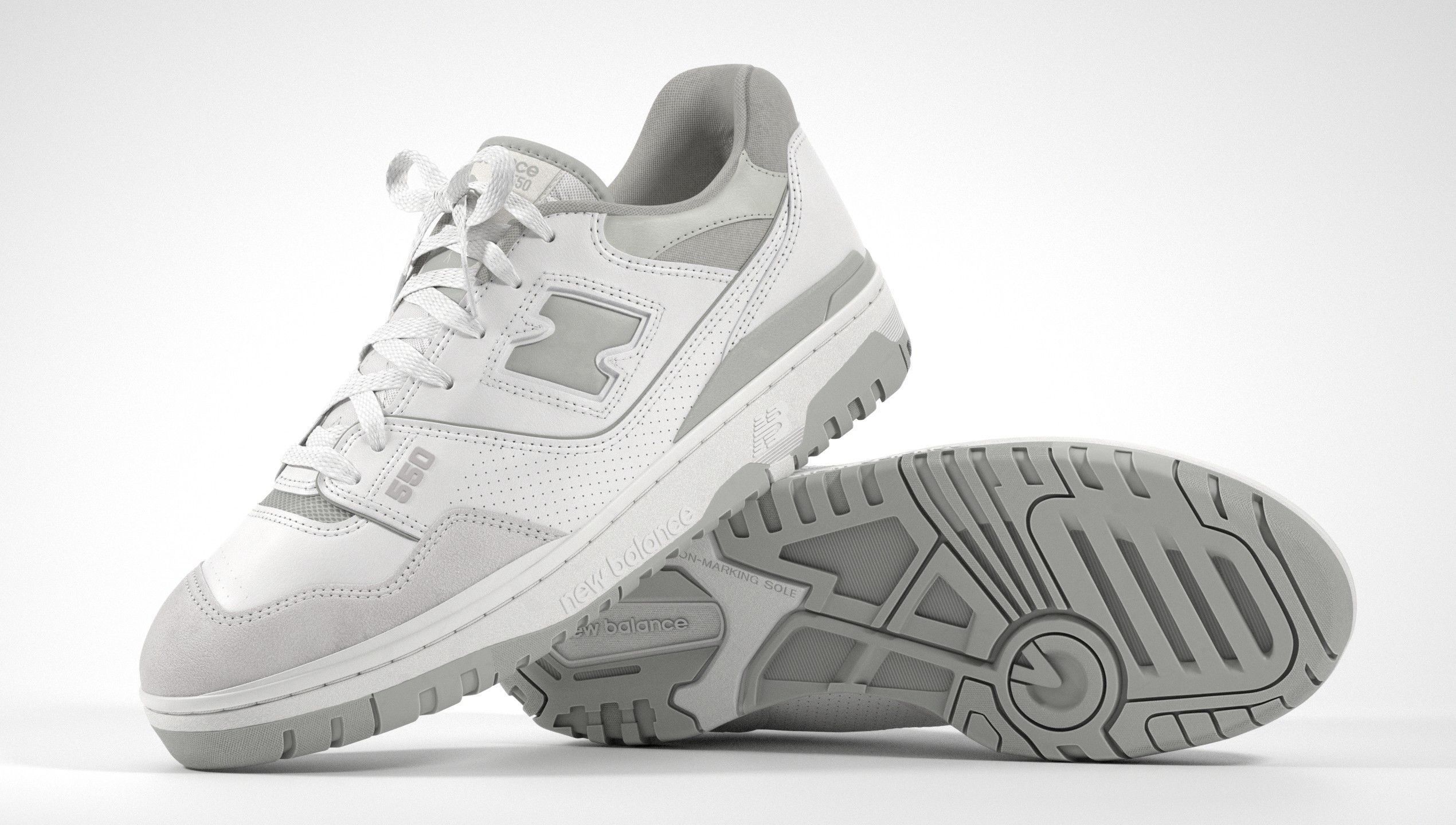 New Balance 550 Grey Suede Shoe 3D model_27