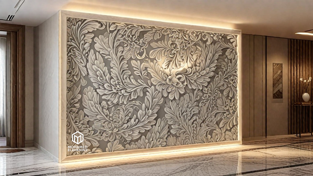 modern panel wall decor set relief stl mural CNC 306 3D model_4