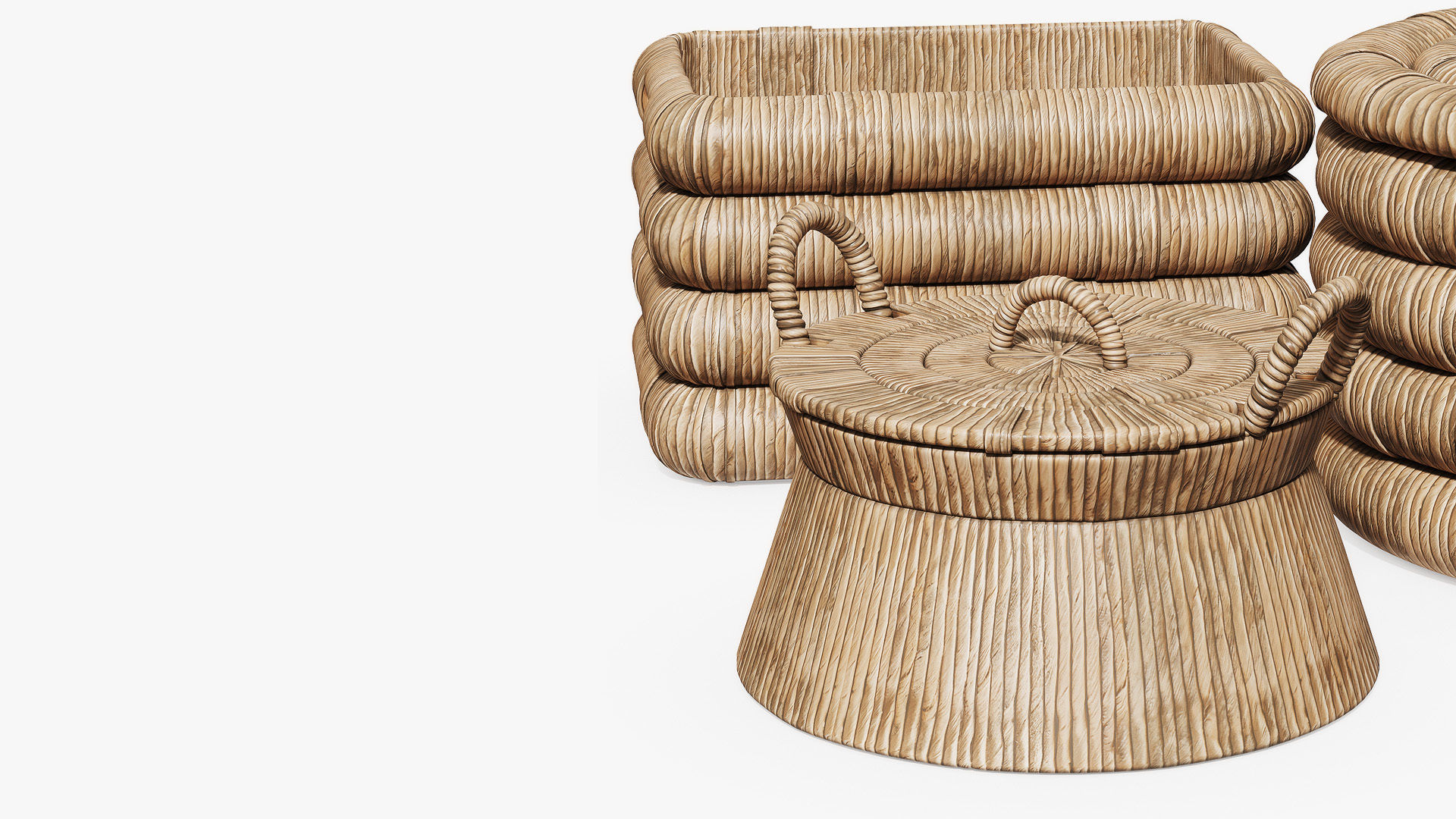 Decorative set of four baskets 3D model_4