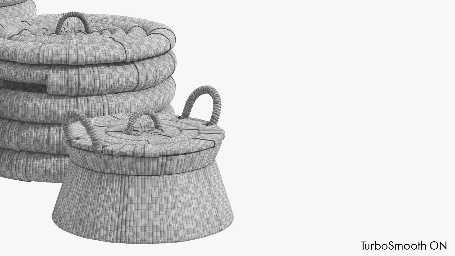 Decorative set of four baskets 3D model_7