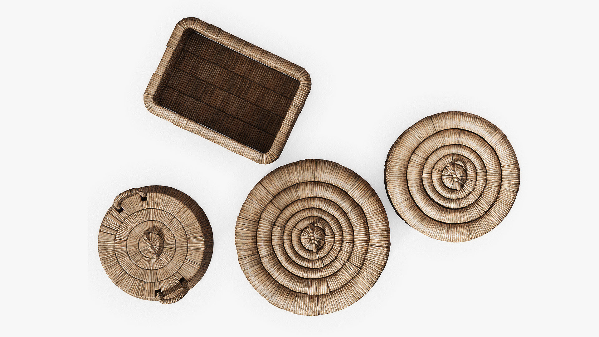 Decorative set of four baskets 3D model_2