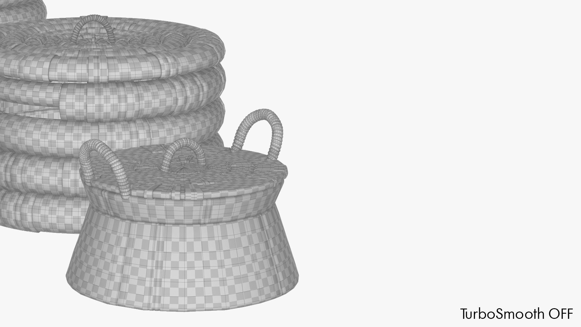Decorative set of four baskets 3D model_8
