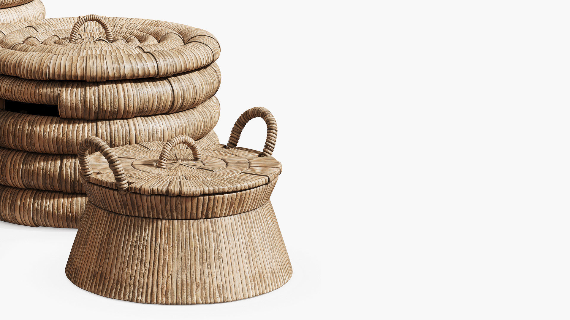 Decorative set of four baskets 3D model_3