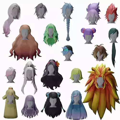20 STYLIZED FEMALE HAIR MODELS PACK 6