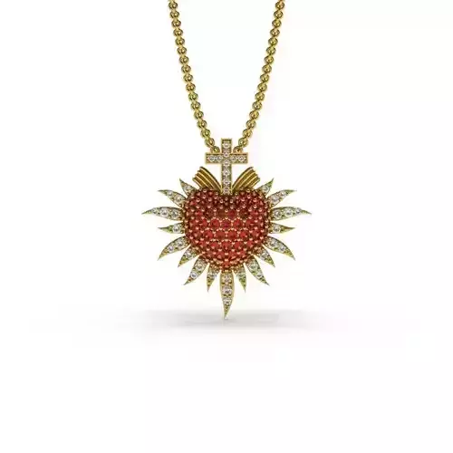 Sacred Heart Pendant - Jewelry - 3D - PG-211 3D print model Sacred Heart Pendant - Jewelry - 3D - PG-211 3D print model