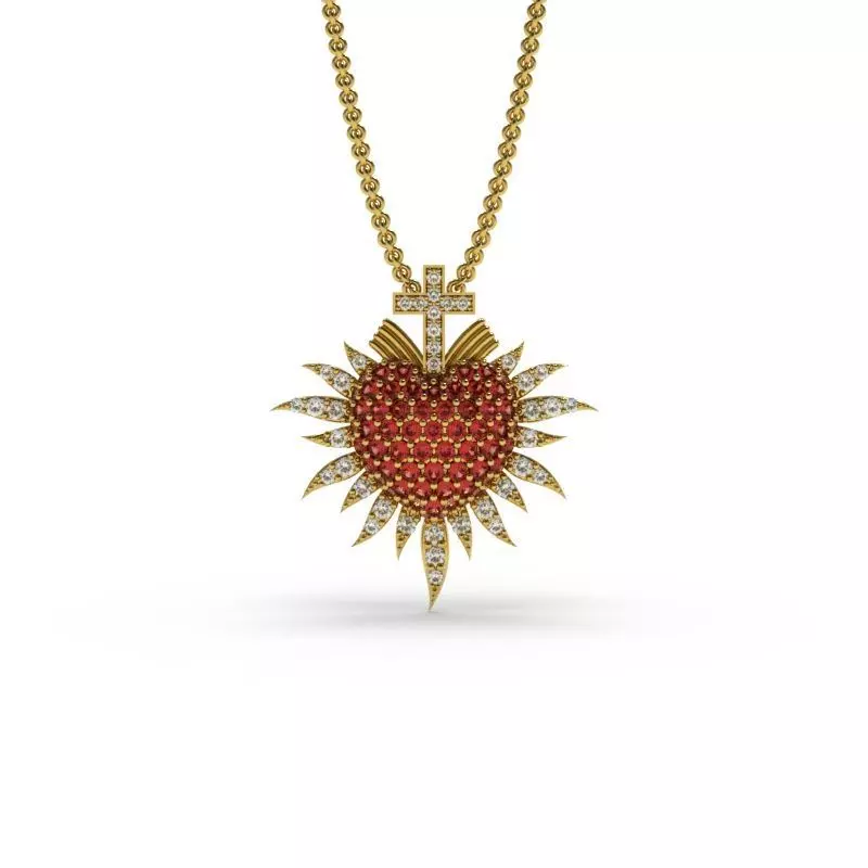 Sacred Heart Pendant - Jewelry - 3D - PG-211 3D print model_0