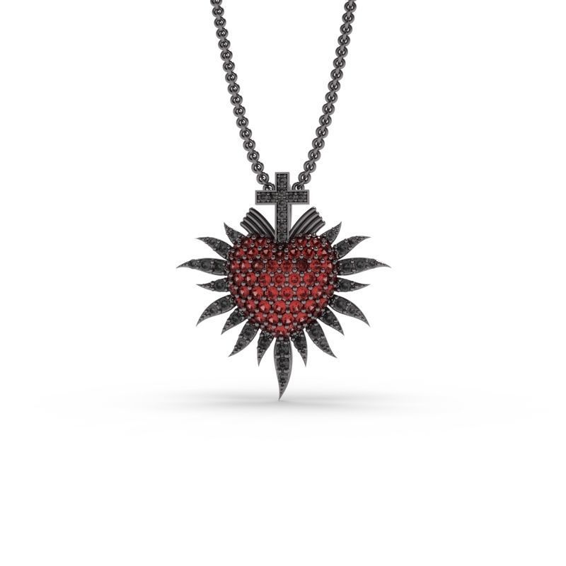 Sacred Heart Pendant - Jewelry - 3D - PG-211 3D print model_13