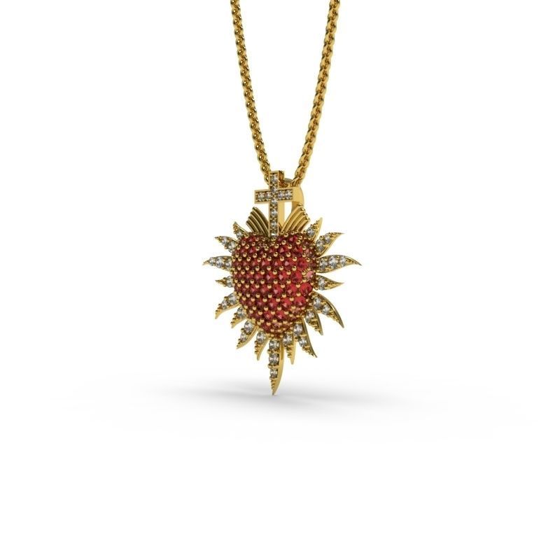 Sacred Heart Pendant - Jewelry - 3D - PG-211 3D print model_3