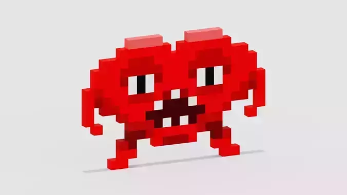 Angry red space invader monster